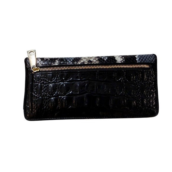 Brahmin Y2K Crocodile Embossed Snakeskin Wallet Clutch Gold Hardware Preppy Luxe - Picture 2 of 7